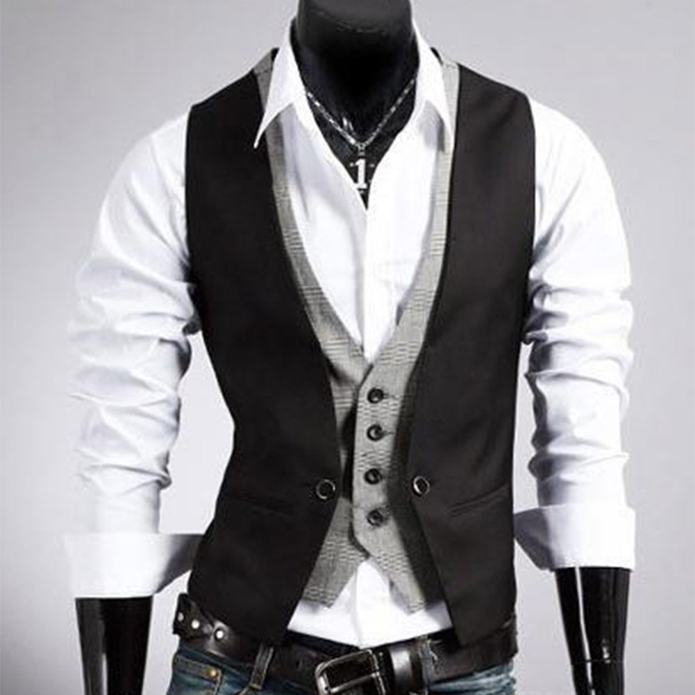 Men's Casual Designed Vneck Slim Fit Buttons Vest Waistcoat Dress 2colors eBay Men's Casual Designed Vneck Slim Fit Buttons Vest Waistcoat Dress 2colors eBay