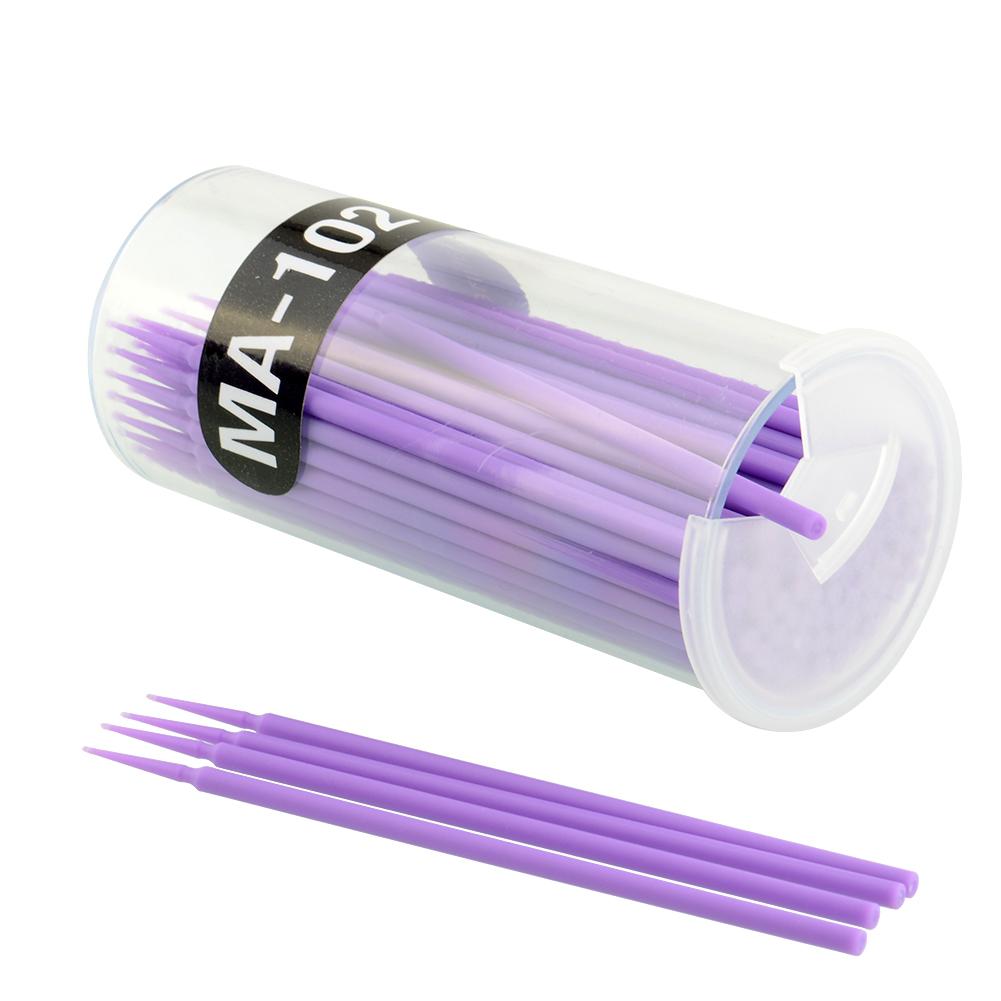 100Pcs Purple Disposable Mascara Swab Applicator Micro Brush Extension
