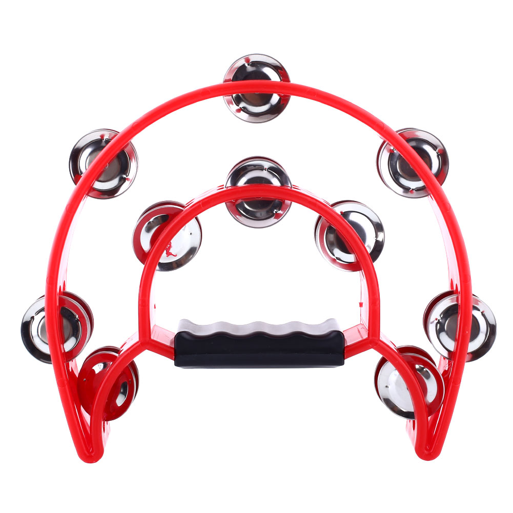 Double half moon Tambourine Percussion Drum Row Metal Jingles Musical