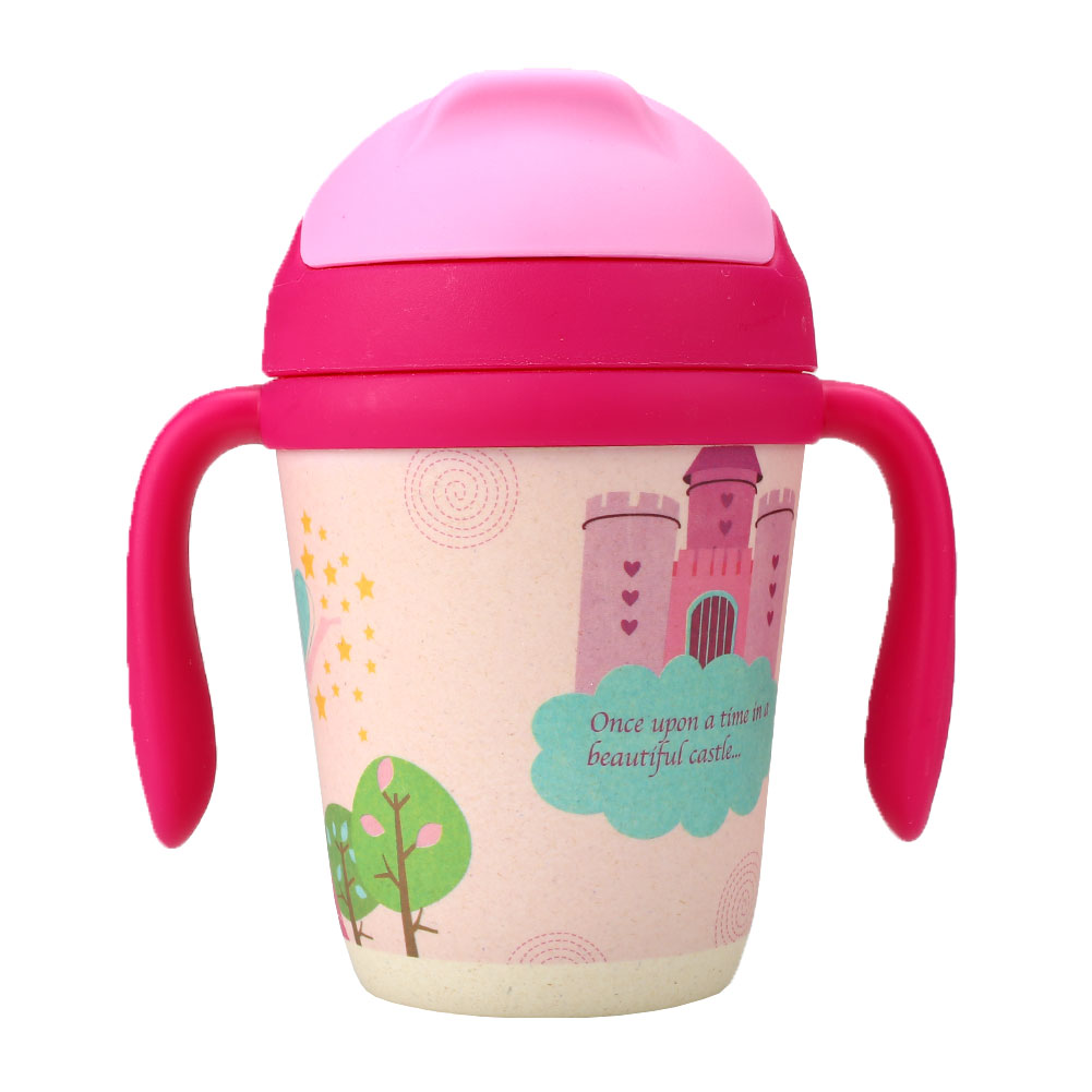 300ml Baby Toddler Children Handle Learn Drinking Straw Bottle Sippy