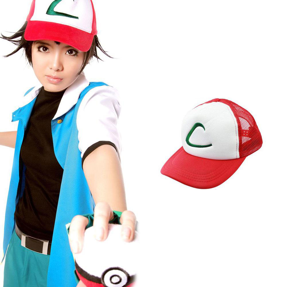Women Men Anime Fashion Cosplay Pokemon Ash Ketchum Mesh Baseball Cap 6069