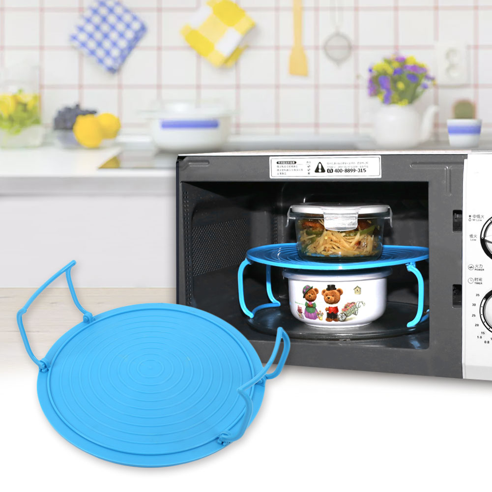 Folding Microwave Oven Bowls Rack Cover Dish Plate Holder Insulated