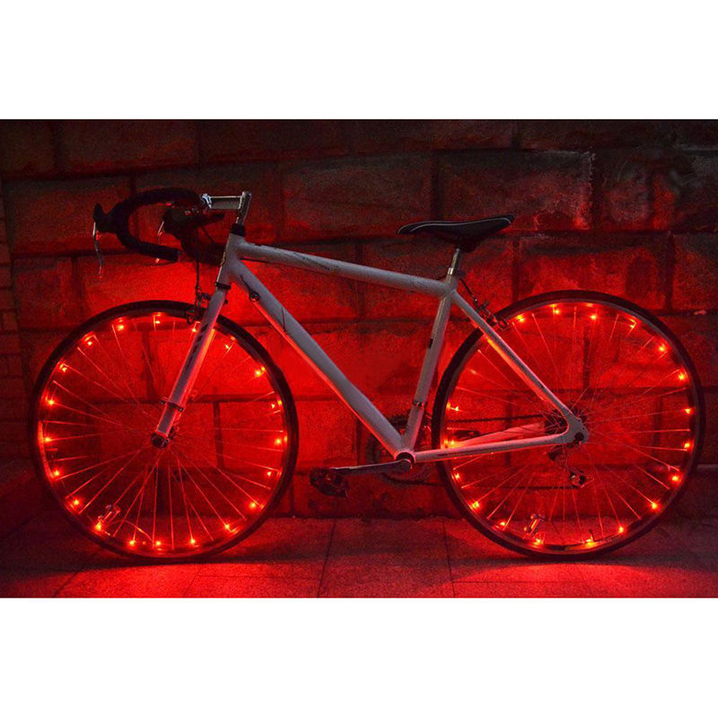 A8FD LED Cycling Rim Lights Wheel Spoke Bicycle String Strip Reflectors Lamp Red