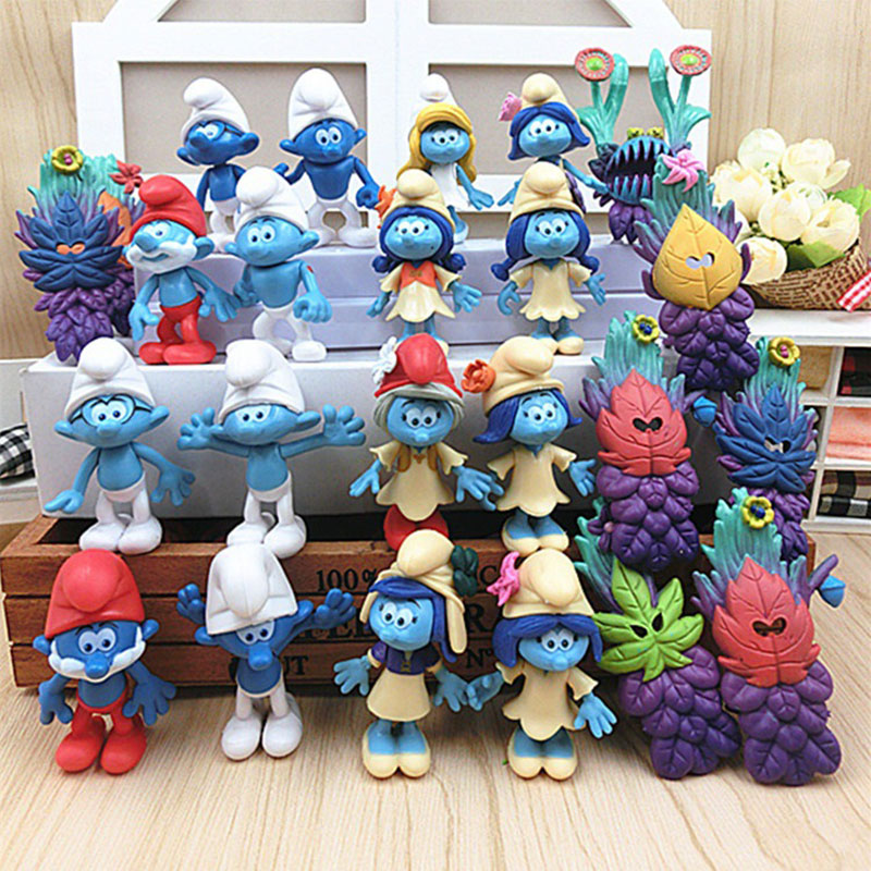 24pcs Smurfs The Lost Village Papa Smurfette Clumsy Action Figures Play 