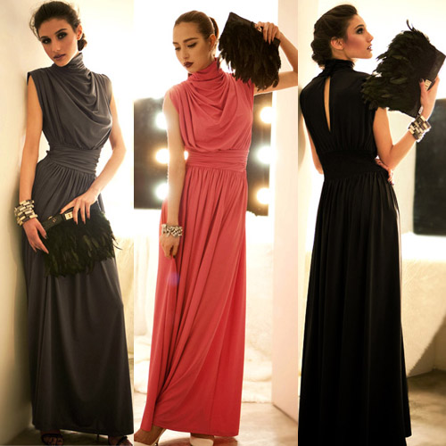 turtle neck evening gown