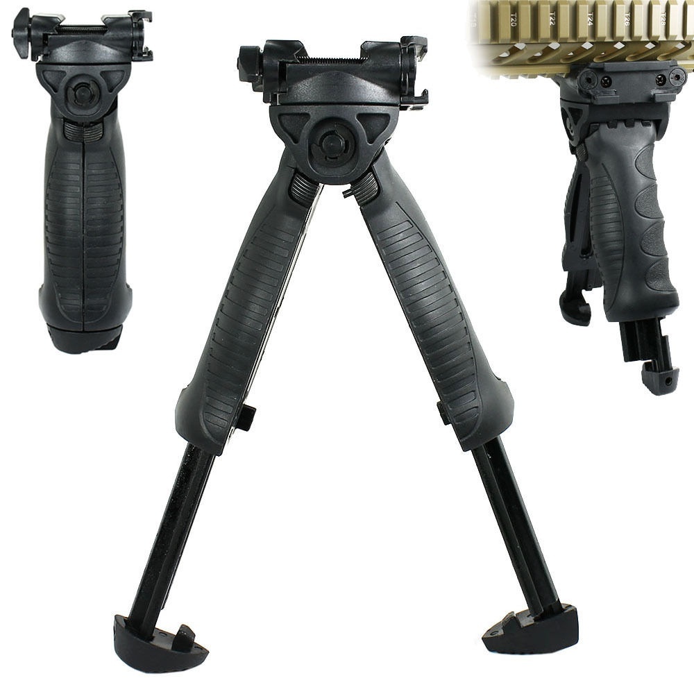 Tactical Swivel Foldable Fore Grip Bipod Picatinny Rail Rifle Foregrip ...