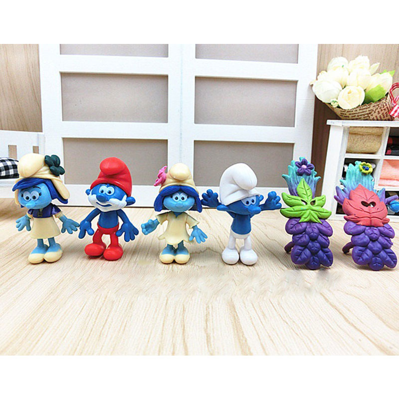 24pcs Smurfs The lost Village Papa Smurfette Clumsy Action Figures Play ...