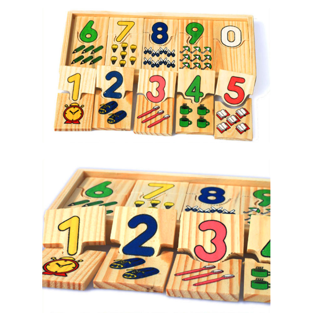 Wooden Number Puzzle Toy Intellectual Learning Educational Kids ...