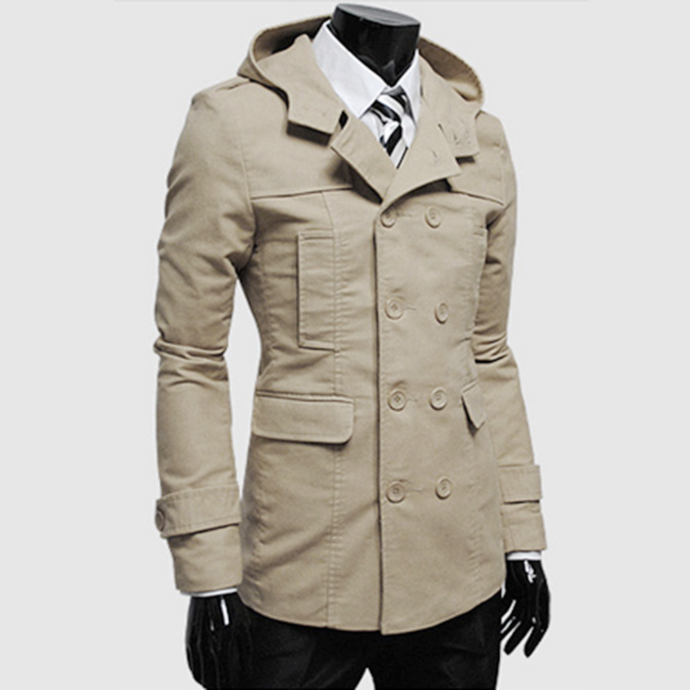 Mens Winter Stylish Slim Double Breasted Trench Coats Long Jackets ...